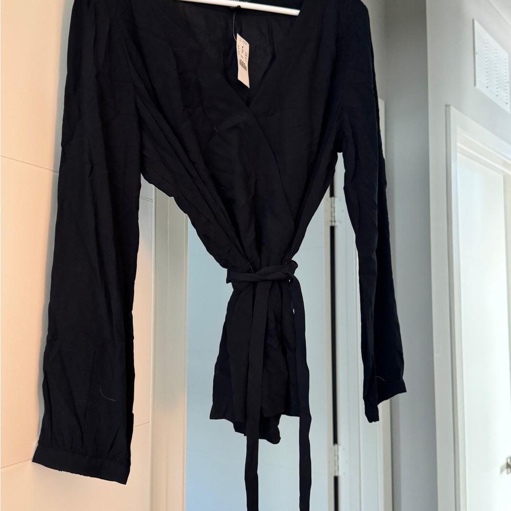 J. Crew Black Wrap Blouse